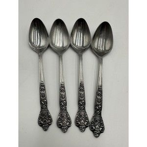 4 Soup Spoons VERSAILLES by MSI Stainless Japan 7 3/8" Rose Pattern